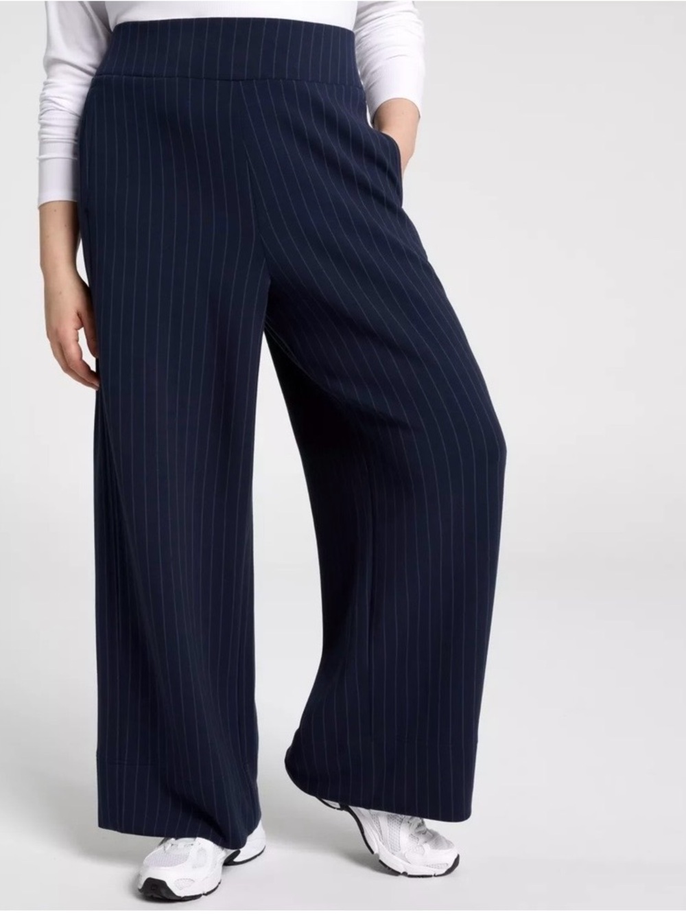 CALIA by Carrie Underwood Navy Pinstripe Wide-Leg Pants